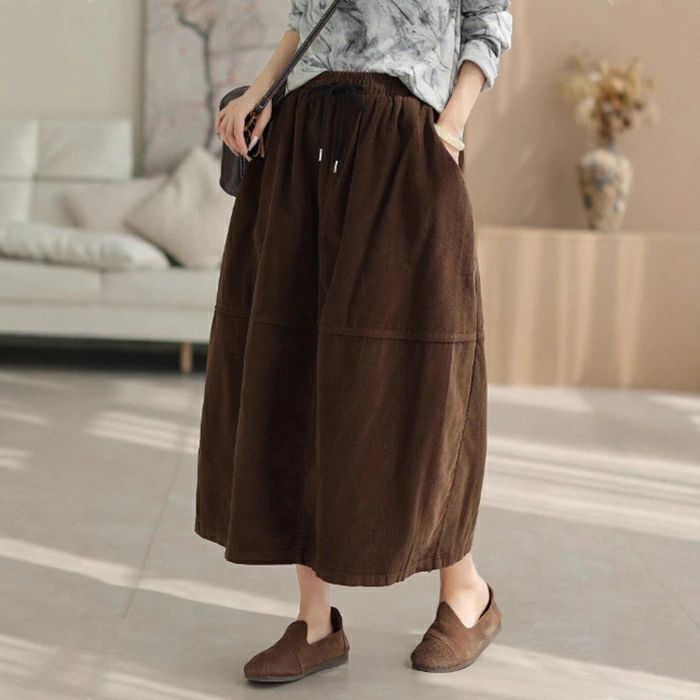 ウエ ボトムス コーデュロイ 綿 厚手 Aラインスカート ロングスカート スカート コーデュロイ レディース バルーンスカート 秋冬
