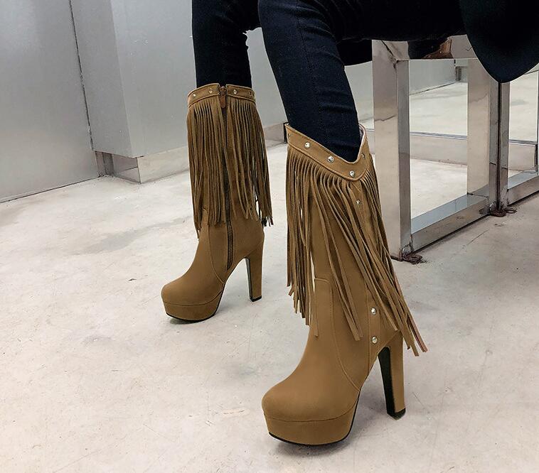 22cm 小さいサイズ 大きいサイズ 暖かい ヒール11cm 美脚 ジョッキーブーツ エンジニアブーツ フリンジ付き ロングブーツ