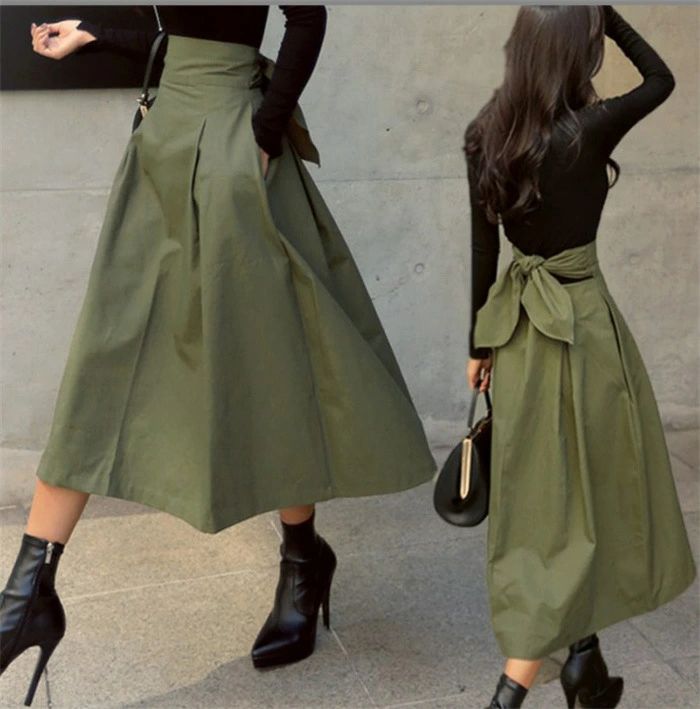 オフィス 通勤 大きいサイズ ミモレ丈 美脚 着痩せ 着回し ボトムス オシャレ ハイウェスト スカート フレア 夏 春 レディース(4.0)