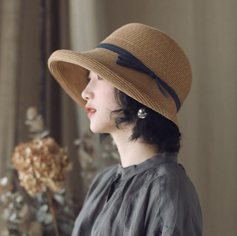 紫外線 夏 日除け ストローハット 大きめ むぎわら帽子 レディース ハット 日焼け uvカット ペーパーハット つば広 日除け 帽子