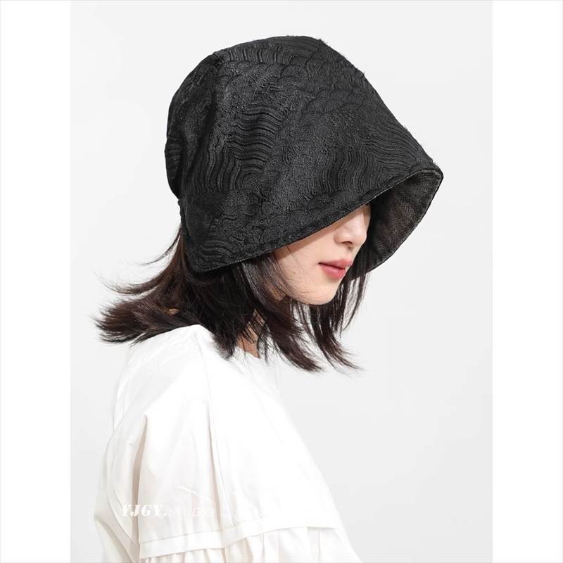 和柄 布 シンプル 刺繍 ファブリック ビーニー レディース 小顔効果 大人可愛い シャイニー きれいめ つばなしハット アジアン