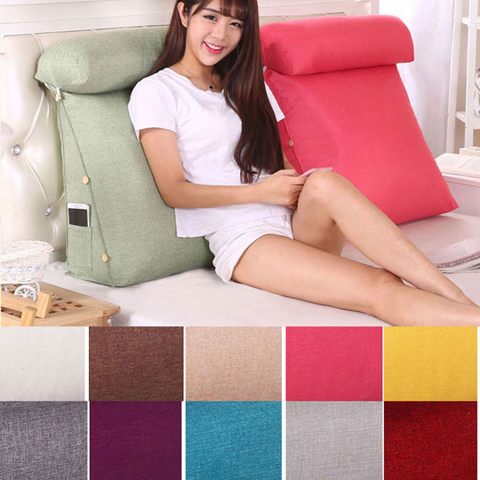 背もたれクッション 幅 60cm シングル ベッド クッション 背もたれ ソファークッション クッション 車 後部座席 三角クッション シングルベッド デスクワーク ソファクッション 腰痛 クッション 大きい レストクッション ごろ寝クッション フロアクッション 高反発 綿 リネン