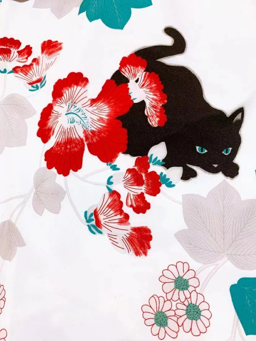 浴衣 猫 猫浴衣 猫 浴衣 猫柄浴衣 ネコ柄 浴衣 レディース 浴衣 猫柄 黒猫柄 浴衣 セット 大きサイズ ..