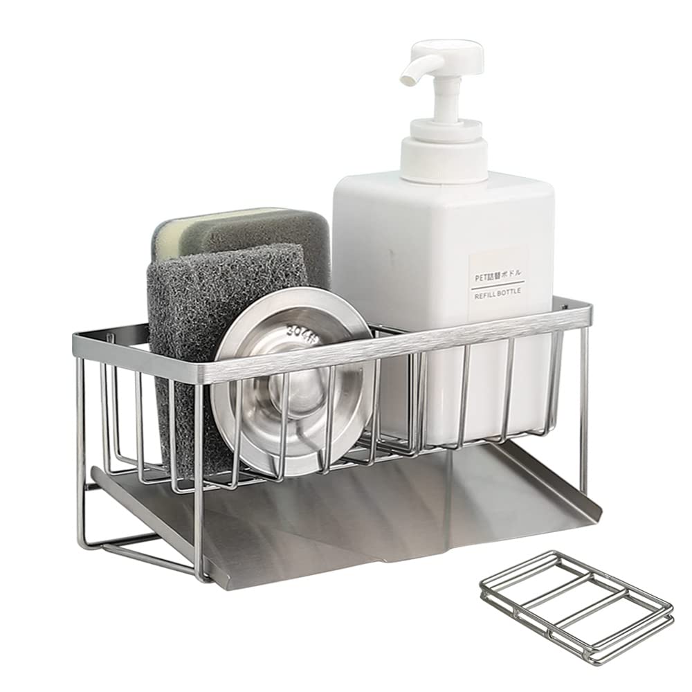 スポンジホルダー スポンジ置き スポン たわし入れ 水が流れるスポンジラック 可動式仕切り2枚付き ス..