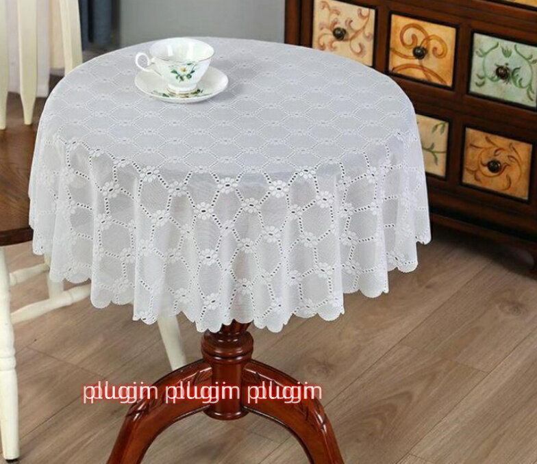 ジャガード テーブルクロス 丸い 刺繍 レース 柔らかく花柄のテーブルカバー ホワイト 白 黒 テーブルマット部屋 円形 素敵な色 無地な生地ときれいなレース 上品 綺麗なボタニカル柄 テーブルクロス 多用途 小さなテーブル 家具 テレビ 敷物