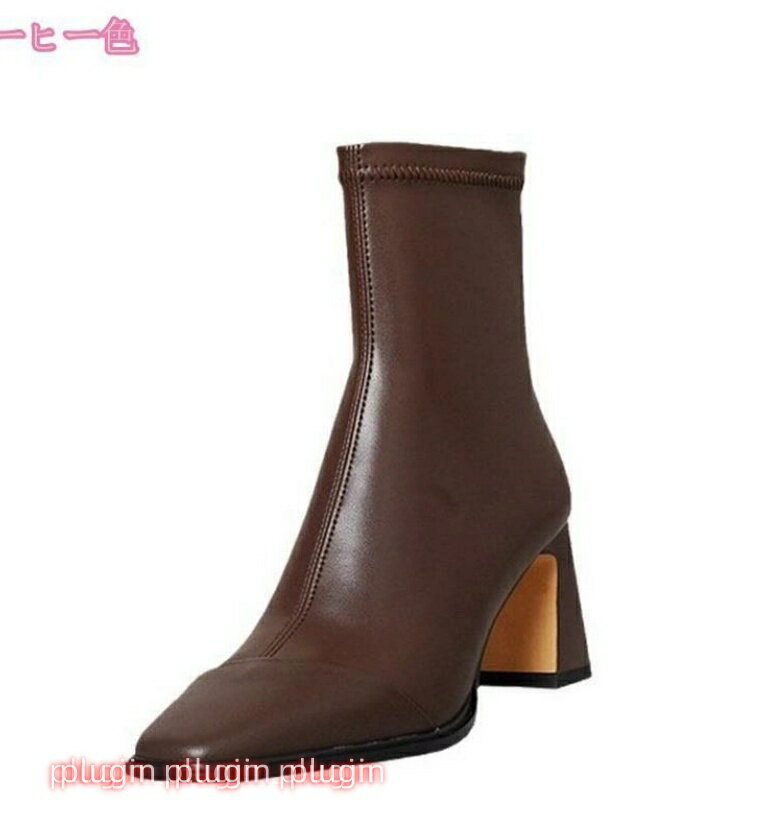 ブーツ レディース ショートブーツ 太ヒール 歩きやすい 撥水 女性 秋 冬用 軽量 美脚 スクエアトゥ ステッチデザイン ストレッチ 柔らかい バックジップ ブラウン 22.0cm-24.5cm ブーティ レディース 革 太めヒール 美脚 9cmヒール 安定感 歩きやすい サイドジップ