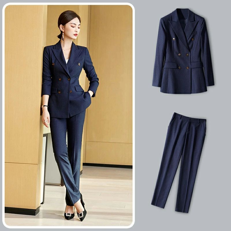 上品 2色 ジャケット+9分丈パンツ/ガウチョパンツ/スカート 縞々柄 ストライプスーツ レディーススーツ S〜3XL ストレートパンツスーツ カジュアルスーツ ダブルボタンスーツ スカートスーツ スーツセット 細身スーツ ベルト通し付き セセレモニー スタイリッシュ 3