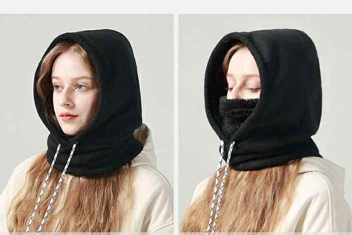 フード付き ネックウォーマー ボア 冬 暖かい フェイスガード スヌード マフラー もこもこ 無地 シンプル かわいい 防寒 あったかい メンズ レディース 男女兼用 アウトドア 通勤 通学 自転車 彼女 奥さん クリスマス プレゼント(4.0)