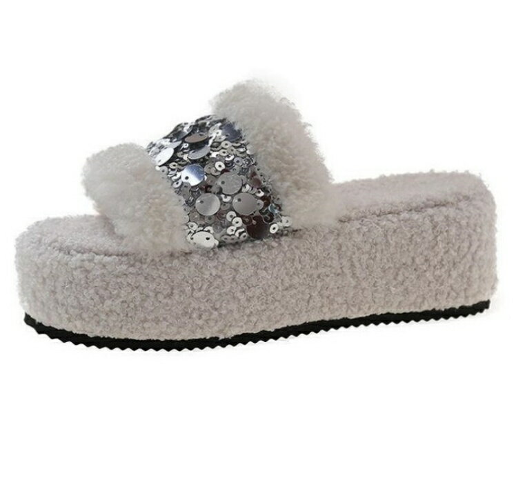 ファーサンダル レディース フェイクファー かわいい プラットフォーム スリッパ ルームシューズ ぺたんこ もこもこ 可愛い 秋冬 サンダル ウェッジソール つっかけ ファースリッパ サボ ミュール 厚底 ルームスリッパ