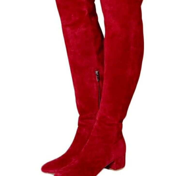 ブーツ レディース ロング ビンテージ調 ポインテッドトゥ 太ヒール ストレッチ スエード 痛くない 歩きやすい カジュアル 秋冬 くしゅくしゅ ジョッキー 美脚 上品 同窓会 パーティー コスプレ