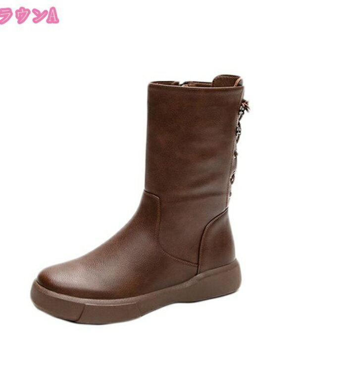 カジュアル 編み上げブーツ レディース ジョッキー ミドル丈 ローヒール レディース靴 ラウンドトゥ 歩きやすい ブーティ サイドジップ 幅広 甲高 疲れない おしゃれ ゆったり 着痩せ