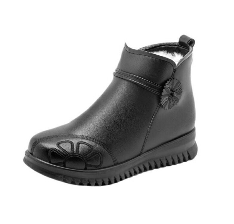 ショート スノーブーツ レディース ファー ボア ウィンター 防寒 暖かい ママシューズ 婦人靴 高齢者 おしゃれ レトロ 民族風 ブーティ サイドジッパー 歩きやすい スノーシューズ 冬靴 カジュアル