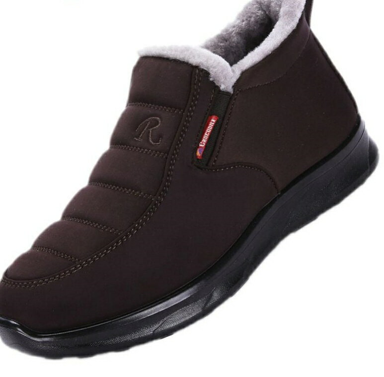 スノーブーツ メンズ ショートブーツ 黒 防寒靴 裏起毛 冬靴 冬用ブーツ 超軽量 防寒ブーツ 布 ラウン..