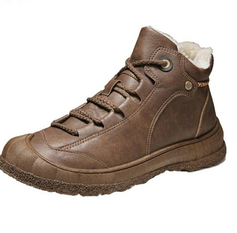 スノーブーツ メンズ ラウンドトゥ 無地 レースアップ スノーシューズ 超繊維 防水 超軽量 滑り止め 防寒シューズ 軽い 防寒靴 軽量 日常着用 防滑のスノーブーツスノーシューズアウトドア ダウンブーツ