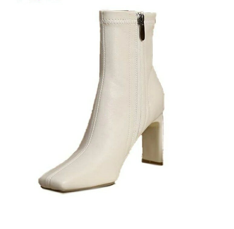 エレガント ショートブーツ シンプル サイドジッパー レディース ミドルブーツ ハイヒール 秋冬ブーツ ..