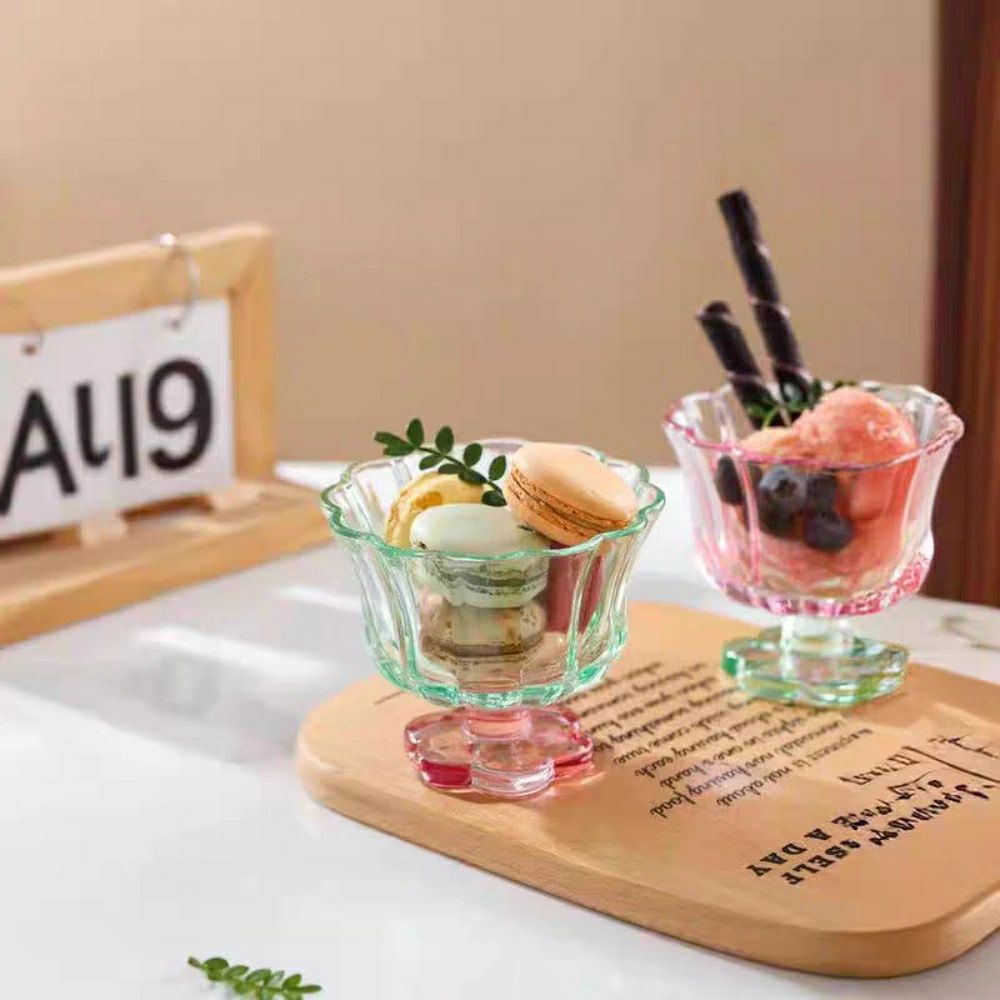 金属製スプーン付きデザートグラス2脚セット アイスカップ グラデーションカラー モダンでエレガント ..