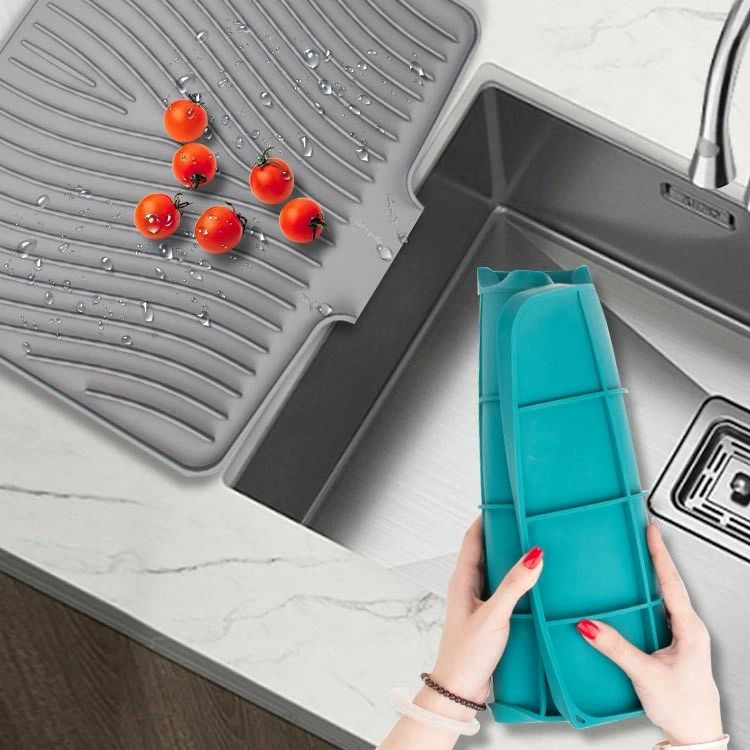 水切り シリコンマット 食品級シリコン キッチン ドライングマット 北欧 40×33×1.5cm 食器 おしゃれ グリーン アウトドア グレー ベージュ 水切りマット 鍋敷き ブラック