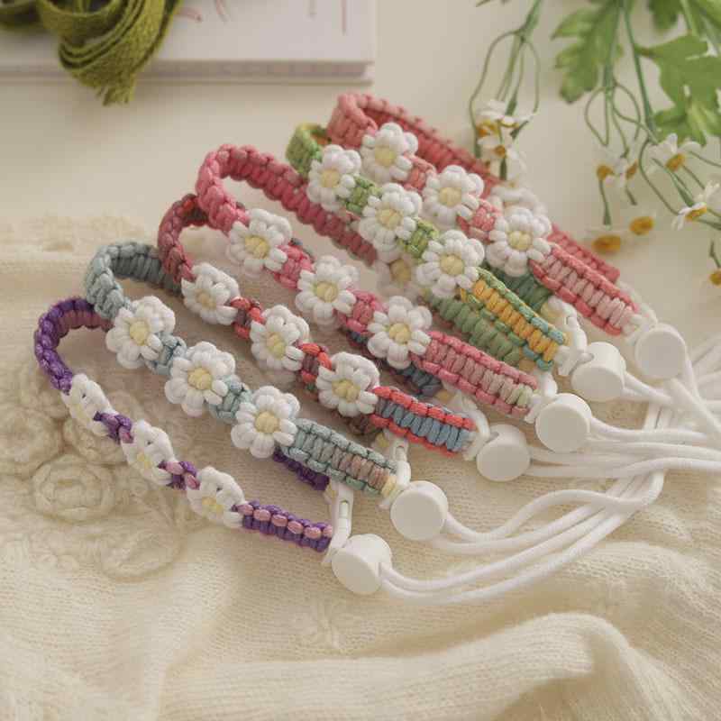 ドリンクホルダー ドローストリング メッシュ ボトルストラップ カップカバー 手編み デイジー 花柄 グ..