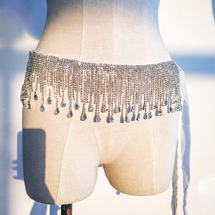 チェーンベルト ベリーダンス 衣装 ウエストチェーンベルト ベール ウエストベルト ラインストーン  ...