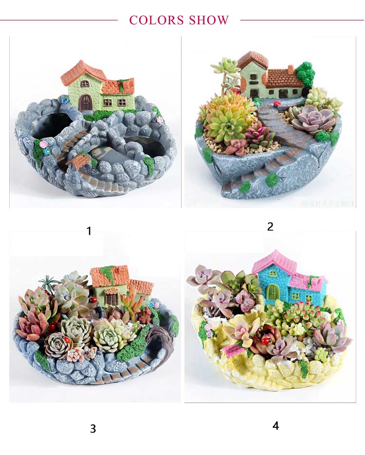 多肉植物 寄せ植え 植木鉢 鉢 お城 民家 ハウス 別荘 大サイズ 底穴付き 可愛い プランター ガーデン 室内 観葉植物 鉢植え 園芸用 DIY セダム エケベリア サボテン ハオルチア クラッスラ ハオルチア カランコエ フラワーポット 樹脂 【送料無料】