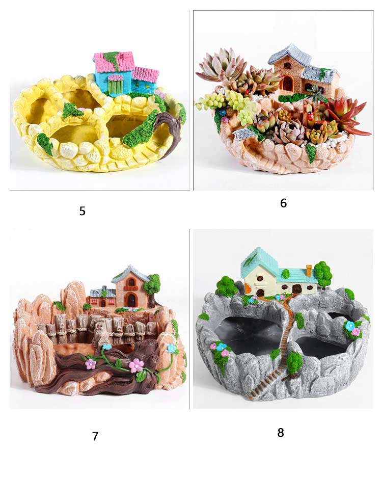 多肉植物 寄せ植え 植木鉢 鉢 お城 民家 ハウス 別荘 大サイズ 底穴付き 可愛い プランター ガーデン 室内 観葉植物 鉢植え 園芸用 DIY セダム エケベリア サボテン ハオルチア クラッスラ ハオルチア カランコエ フラワーポット 樹脂 【送料無料】