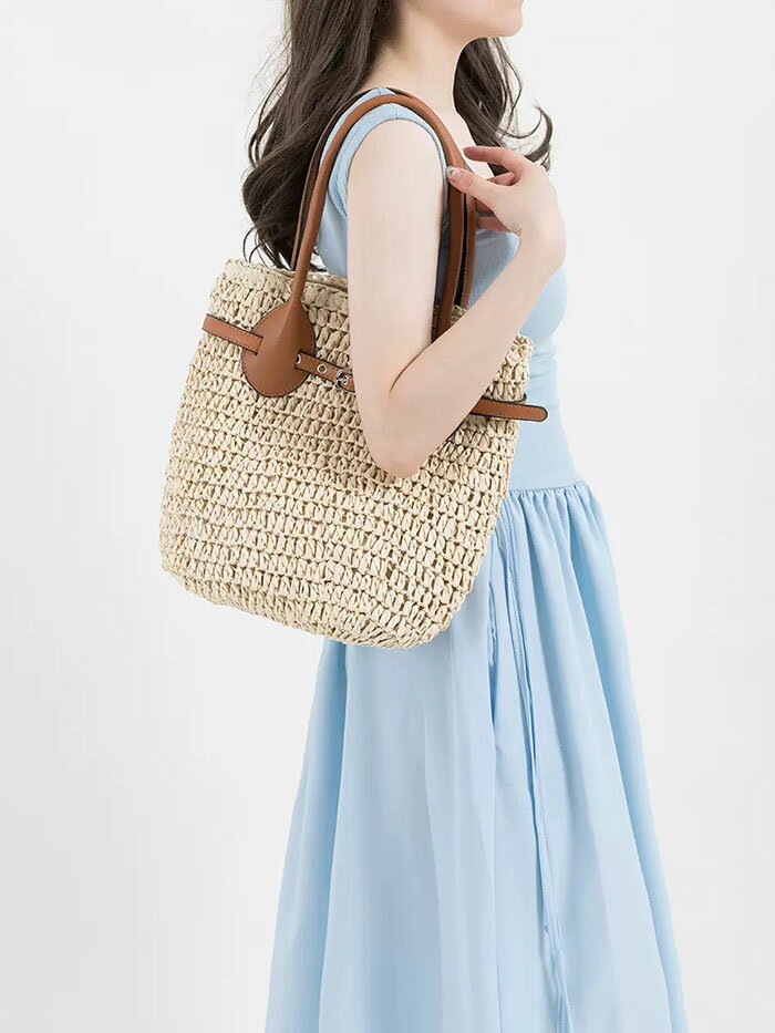 かごバッグ トートバッグ レディース 大きめ 編みバッグ 籠バッグ トートバッグ 大容量 肩掛け 軽い 軽量 巾着バッグ 大人可愛い ペーパーバッグ PUハンドル 夏祭り 浴衣バッグ ナチュラル 配色 デザイン 通勤 通学 おしゃれ きれいめ 旅行 送料無料