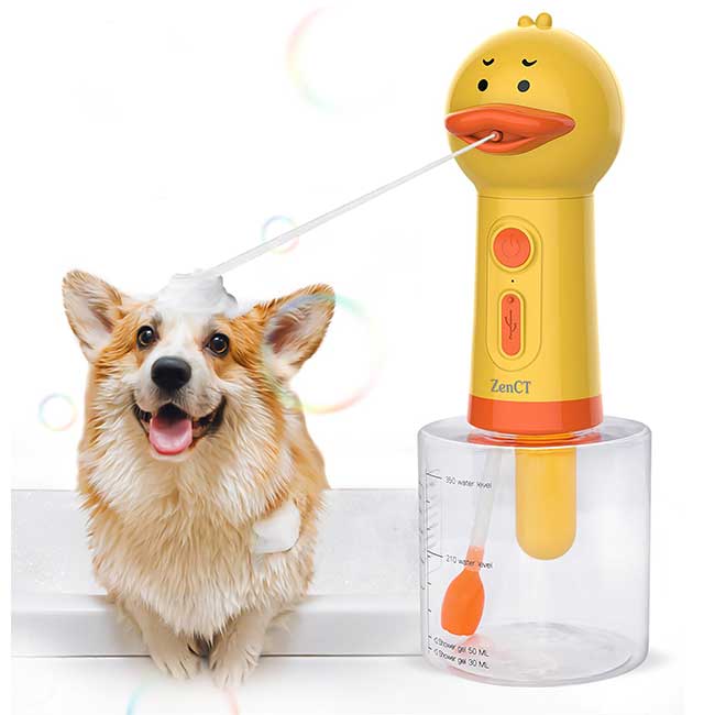 ペット用 ソープディスペンサー 泡 犬 猫 お風呂用品 400ml半透明ボトル Type-C充電式 IPX6防水 低騒音..