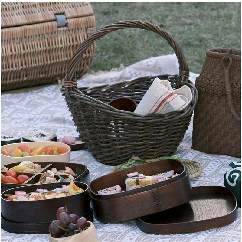 弁当箱 木製 おしゃれ 大容量 曲げわっぱ お弁当箱 ランチボックス レンジ非対応 食洗機非対応 一段 二段 抗菌加工 ランチBOX 仕切り付き 女子 男子 大人