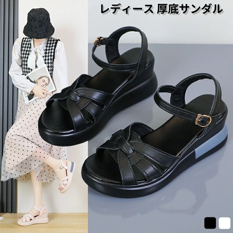 サンダル レディース 夏 軽量 PU革 �