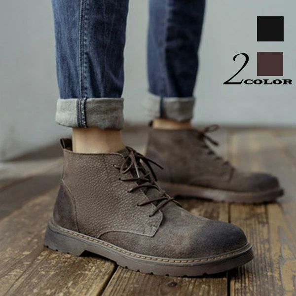 ブーツ 本革 豚革ブーツ メンズ メンズブーツ サイドゴア ワークブーツ マウンテンブーツ イエローブーツ 防水 防滑 軽量 ブラッ