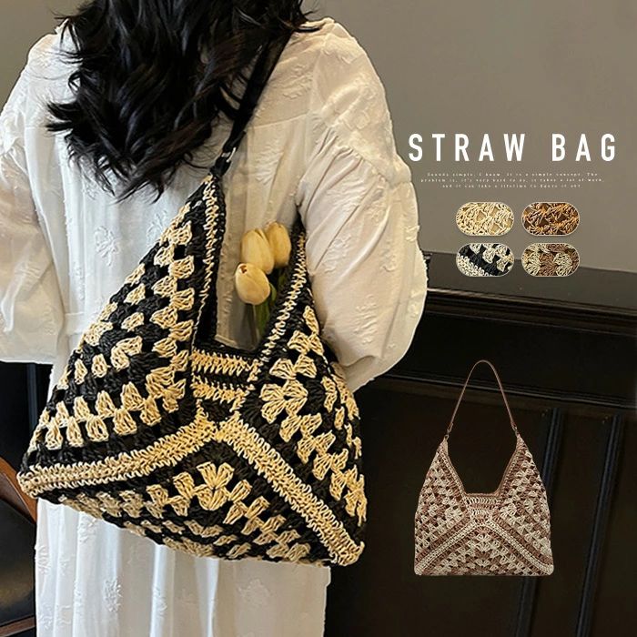 送料無料 かごバッグ ショルダーバッグ レディース バッグ 総柄 海 旅行 お散歩 韓国 編みバッグ ショルダー エコバッグ 大人 きれいめ カジュアル 軽くて大容量 おしゃれ 春 夏 携帯ポシェット 軽量 大人 カジュアル 無地 肩掛け シンプル ナチュラル 夏バッグ 買い物