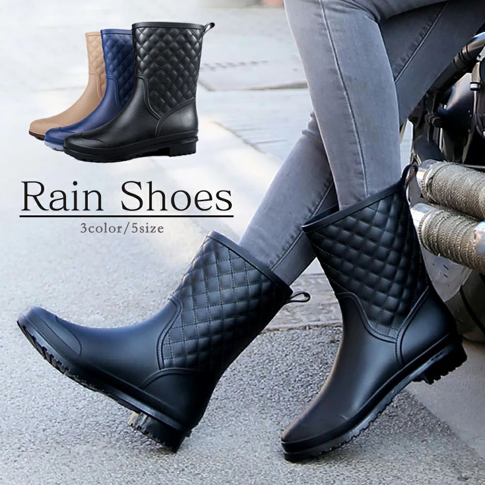 レインブーツ レディース レインシューズ カジュアルブーツ ショート丈 靴 梅雨 晴れ雨兼用 滑りにくい 疲れにくい 通勤通学 おしゃれ シンプル 3色 99GYXC-035