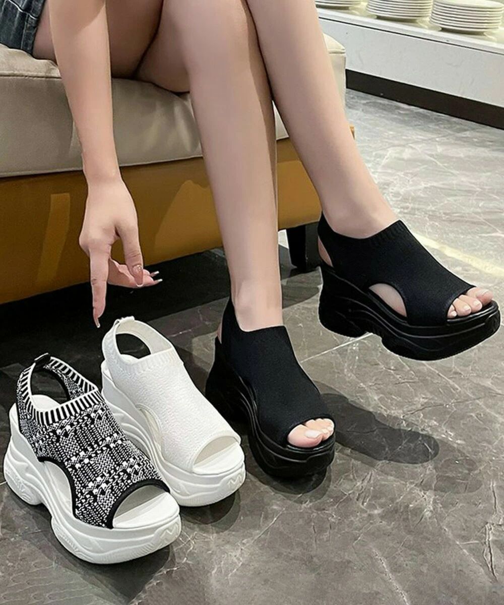 厚底ニットサンダル スポーツサンダル軽量 オープントゥ靴 レディース 疲れにくい コンフォートサンダル 歩きやすいシューズ 通気性 おしゃれ サマーサンダル韓国風 83RAJL-013