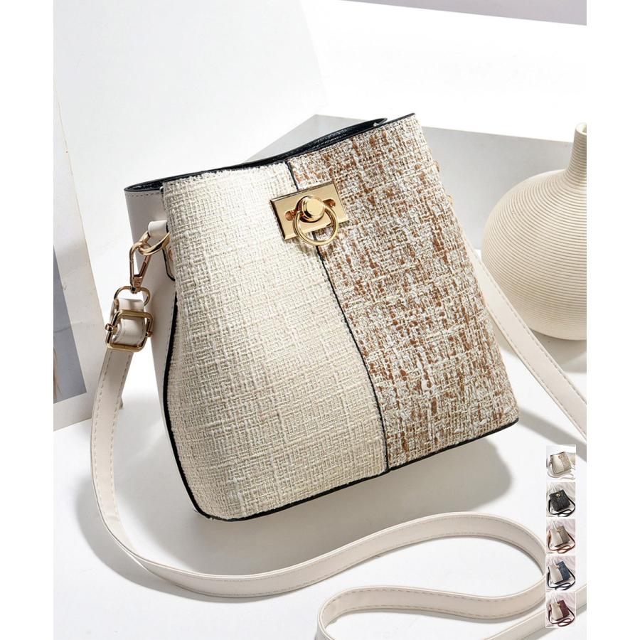 配色スクエアかばん ショルダーバッグ 韓国ファッション 大人かわいい鞄人気 ツイード風バッグ