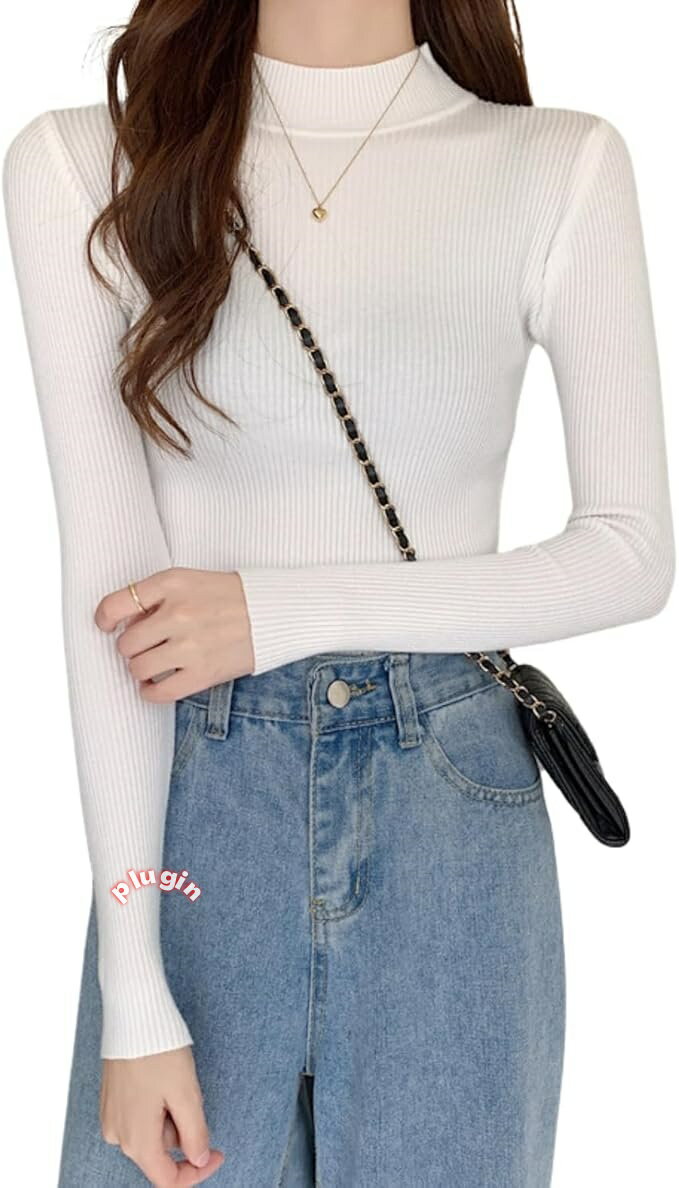 細身向け セ タートルネック レディース ハイネック ニット リブ