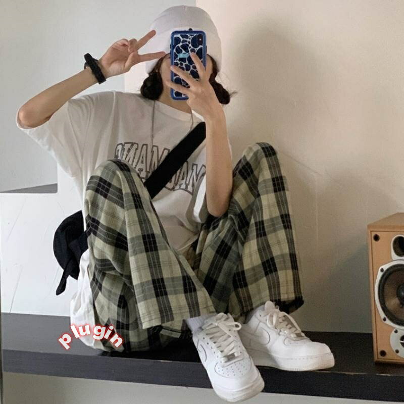 2色 パンツ レディース ボトムス ワイド ワイドパンツ フルレングス チェック ベージュ ブラック ブルー 春 夏 秋 冬 M L XL 大人 おしゃれ 可愛い かっこいい 大人女子 カジュアル お洒落 ストリート 大人カジュアル インスタ映え シンプル ママ ママコーデ ベーシック 着