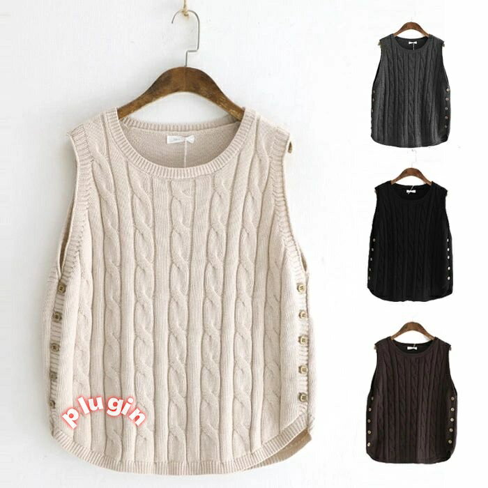 レディース ショート ベスト ニット ニットセータ プルオーバー