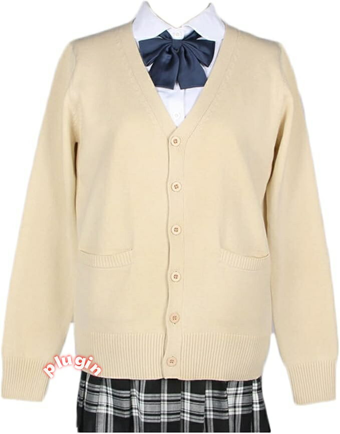 女子 スクールカーディガン 制服 無地 厚手 学生 カーディガン V