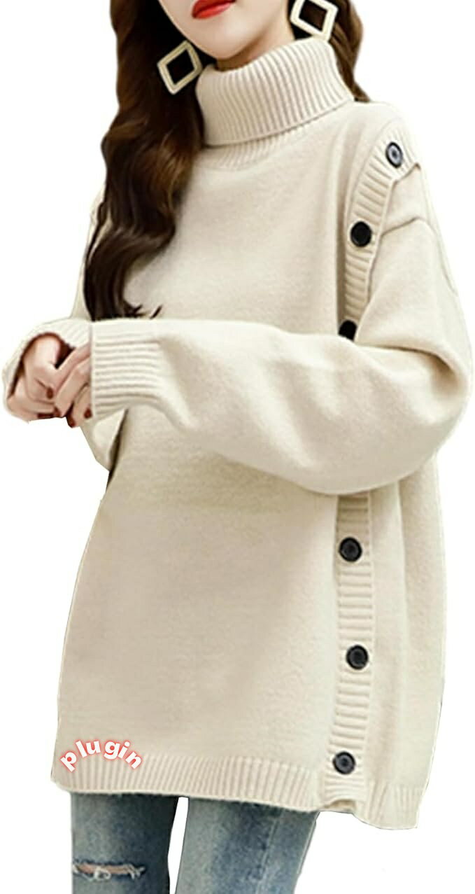 ニットトップス ボタン装飾 セーター レディース ファッション