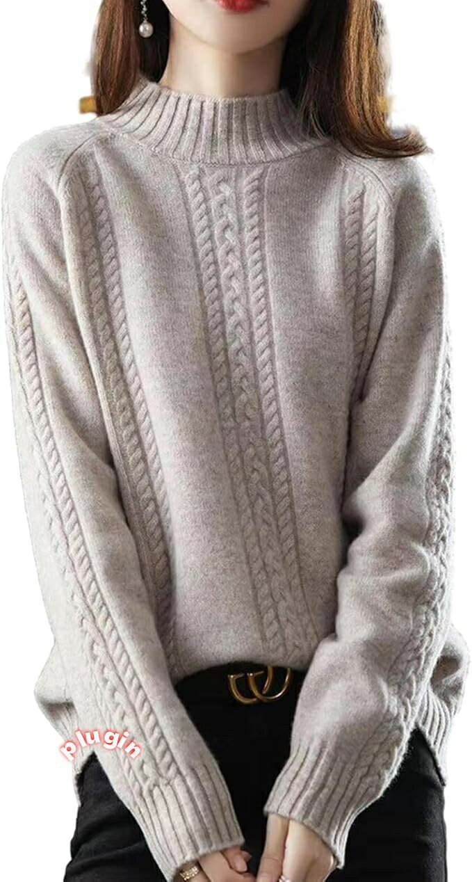 ニットトップス 長袖 セーター カットソー レディース ハイネッ