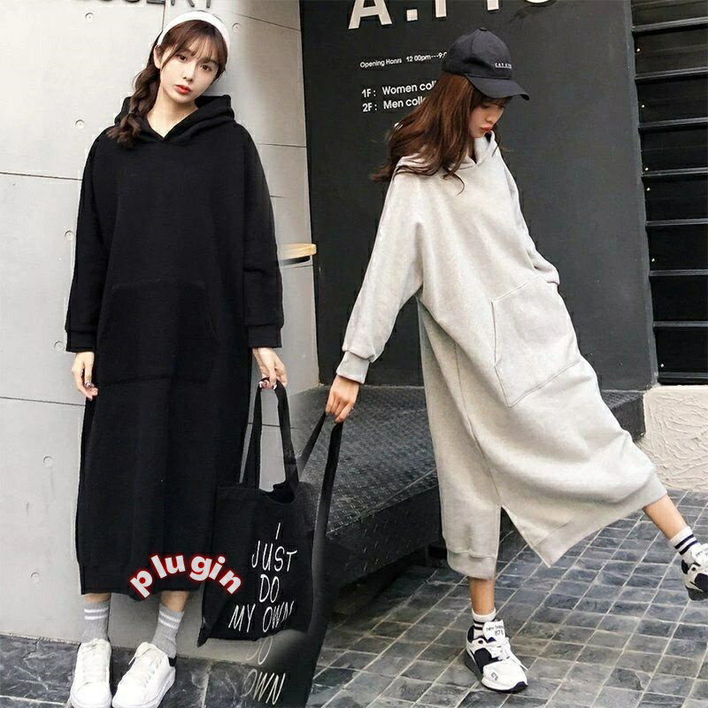 カジュアル ロング ルーズ スウェット かわい ゆったり パーカー