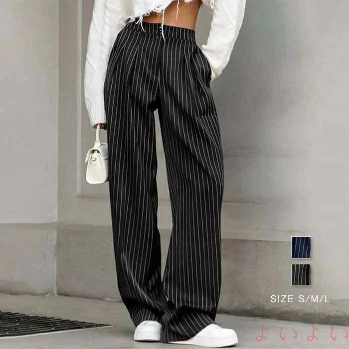 【送料無料】ワイドパンツ レディース ガウチョパンツ ストライプ ボトムス ギャザー ワイドパンツ 春秋 春 夏 秋 レディースパンツ スラックス 大人パンツ キレイめ エレガ