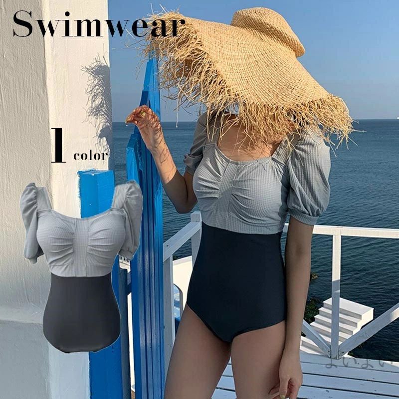 【送料無料】ワンピース 水着 レディース 体型カバー 背中あき セクシー かわいい 水着 切り替えデザイン 露出控えめ