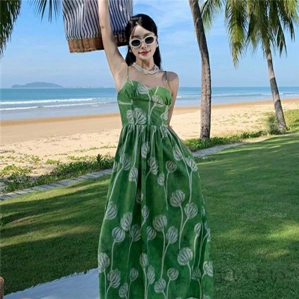 【送料無料】リゾートワンピース 大人 可愛い サスペンダードレス 夏ワンピース リゾートワンピ ワンピース ハワイアン 沖縄 夏 結婚式 キャミソールワンピース