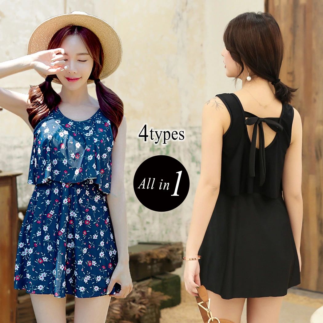 水着 レディース ワンピース 体型カバー 大きいサイズ 露出控えめ オールインワン 20代 30代 40代 50代 ママ