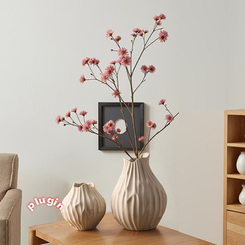 景徳鎮わびさび風陶器花瓶土鍋風禅花...