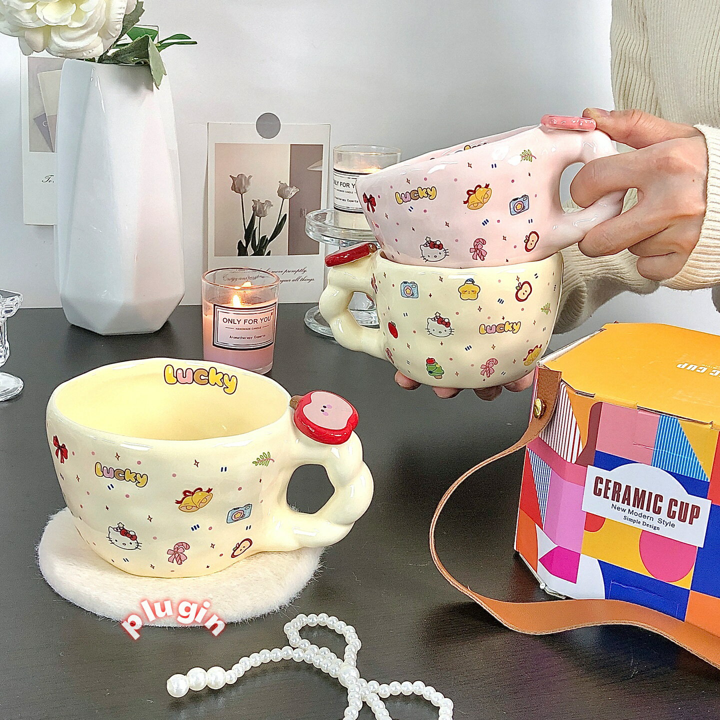 【送料無料】【ポイント5倍】蝶ネクタイ デザイン マグカップ かわいい 高見え 陶器製 オリジナル 女の子 お正月 記念品 ギフト プレゼント