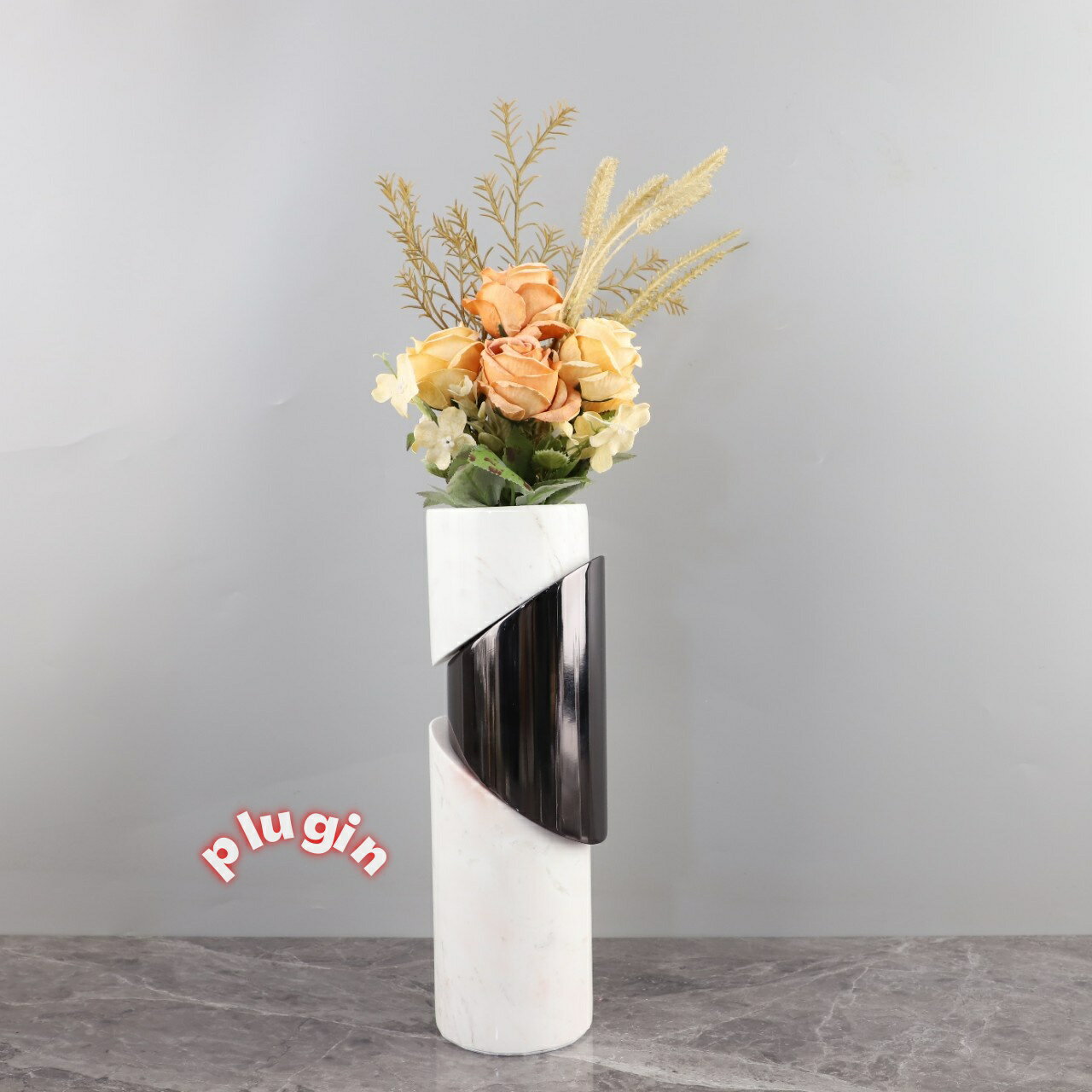 【ポイント4倍】【送料無料】2026年新ヨーロピアンライト高級メタル大理石見当違いフラワーアレンジメント花瓶飾りリビングルーム寝室玄関b&bホームデコレーション