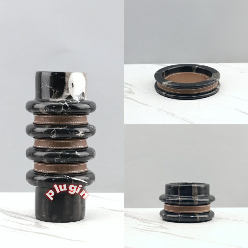 【ポイント4倍】【送料無料】2026年新作ヨーロピアンライトラグジュアリー侘び寂びスタイル天然大理石レザー花瓶ダブルリングラウンドトレイテレビキャビネットホームデコレーション