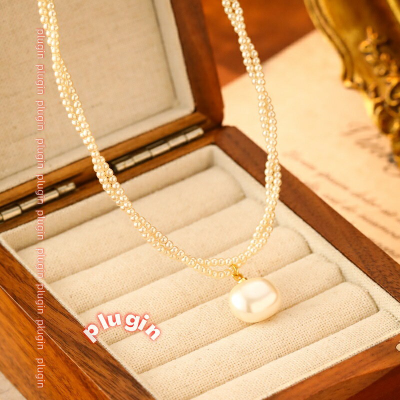 [포인트 8 배] 인기 프랑스 만주 진주 목걸이 여성 이층 겹침 쇄골 체인 가벼운 고급감 고급 패션 목걸이